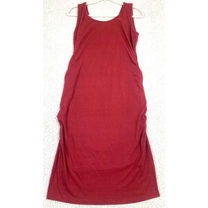 Motherhood Maternity Midi Tank Dress Womens Large Red Stretch Wide Strap Ruched